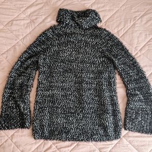 Fluffy dark grey turtleneck sweater